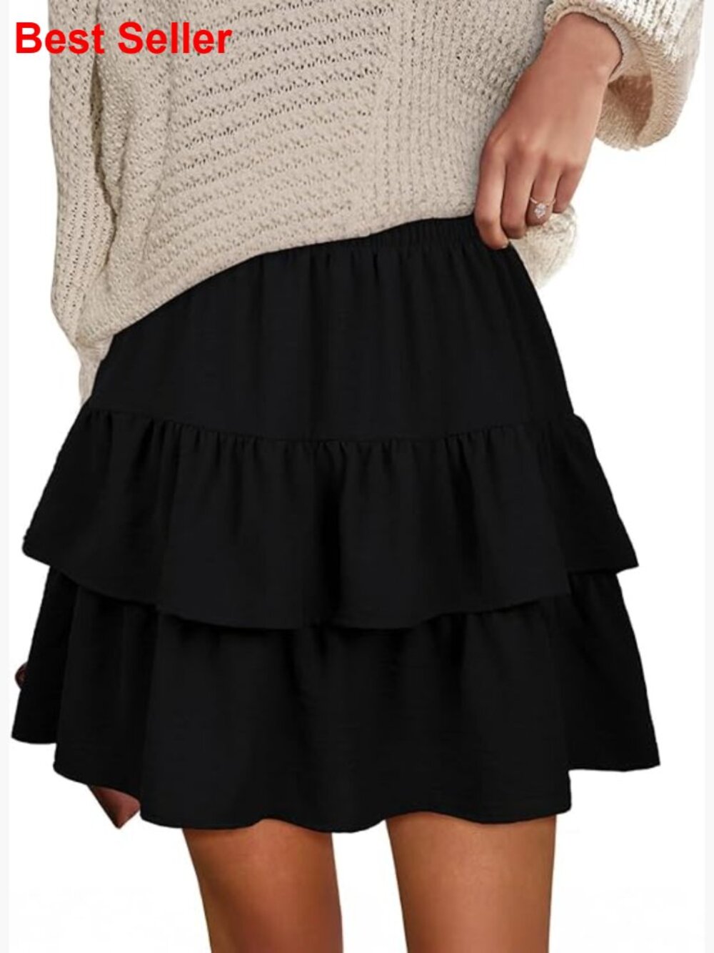 Ruffle Mini Skirt High Waist Flowy Tiered Summer Casual